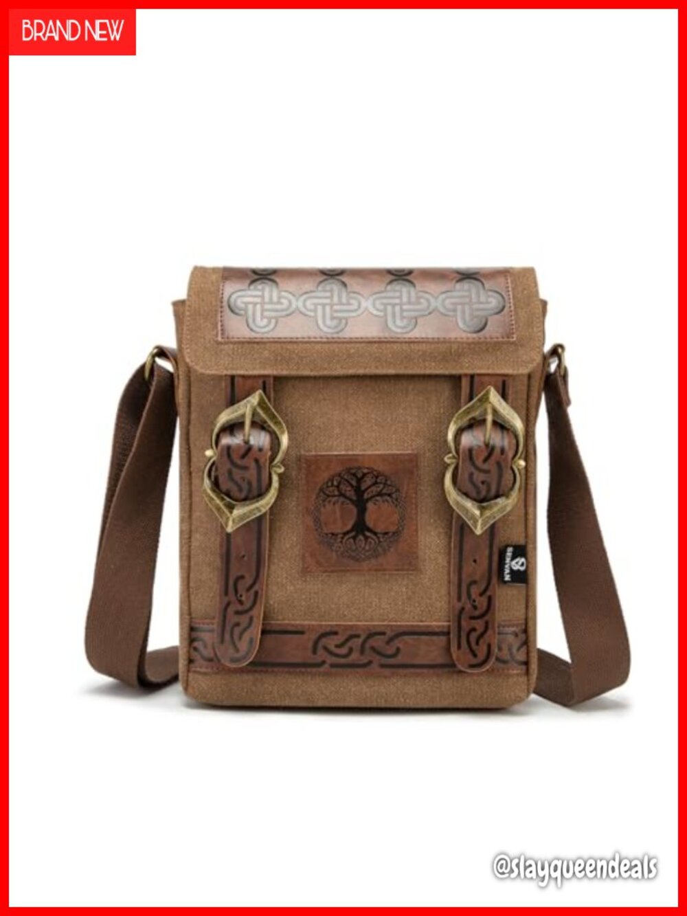 Small Crossbody Bag Canvas Leather Messenger Retro Renaissance Shoulder Travel
